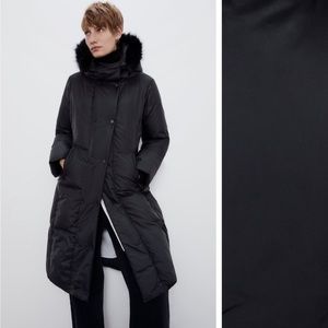 Zara black hooded down puffer